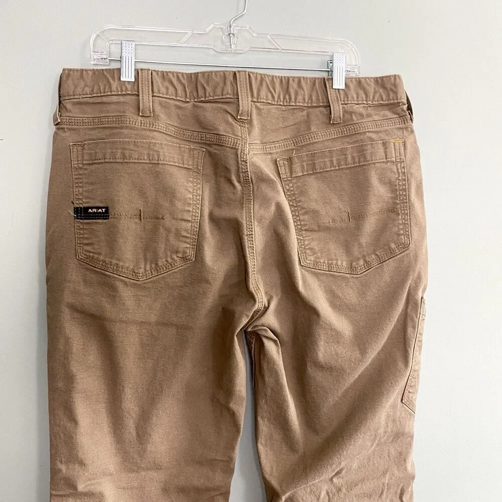 Ariat Rebar M7 Pants Slim Straight Leg Canvas Mens 38x32 Brown Workwear Utility - Picture 4 of 12